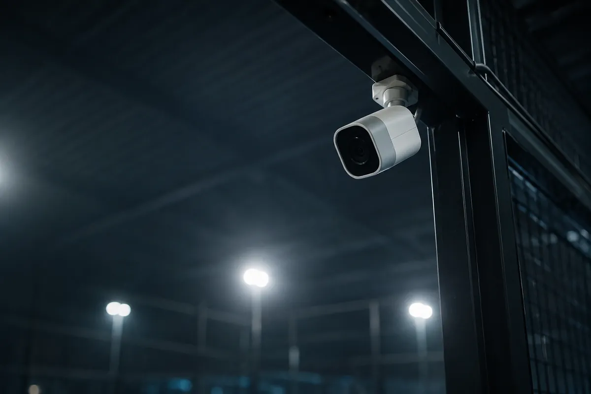 Padel kortunun üzerine monte edilmiş PoE kamera